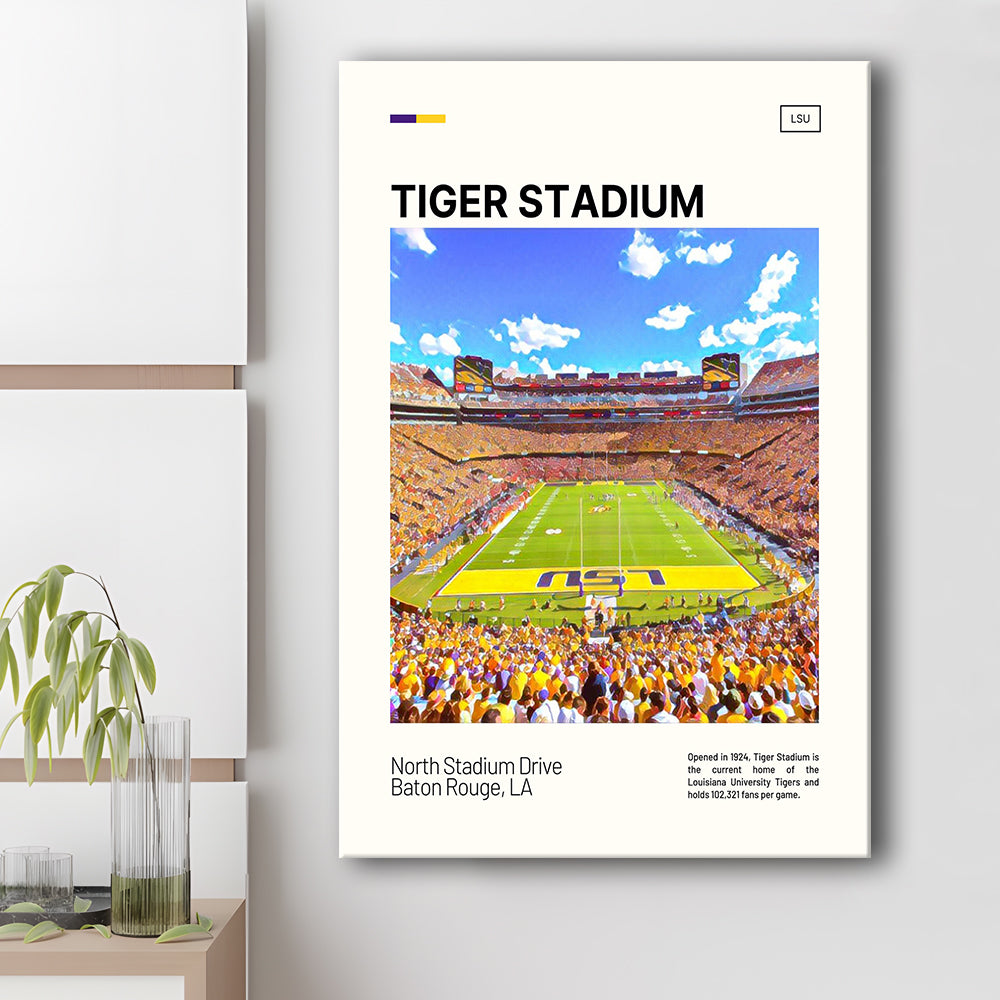 Tiger Stadium Print, LSU Tigers Football Stadium Canvas Art Art, Fan Gifts, Sport Art, Canvas Print Wall Art