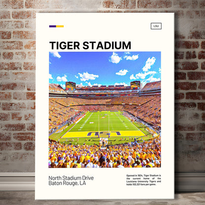 Tiger Stadium Print, LSU Tigers Football Stadium Canvas Art Art, Fan Gifts, Sport Art, Canvas Print Wall Art