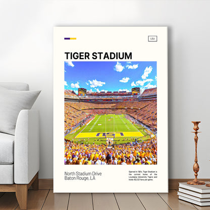 Tiger Stadium Print, LSU Tigers Football Stadium Canvas Art Art, Fan Gifts, Sport Art, Canvas Print Wall Art