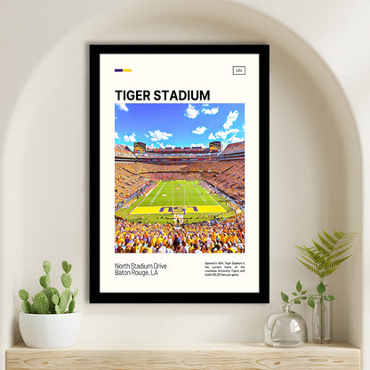 Tiger Stadium Print, LSU Tigers Football Stadium Art Art, Gifts for him, Sport Art, Framed Art Print Wall Decor