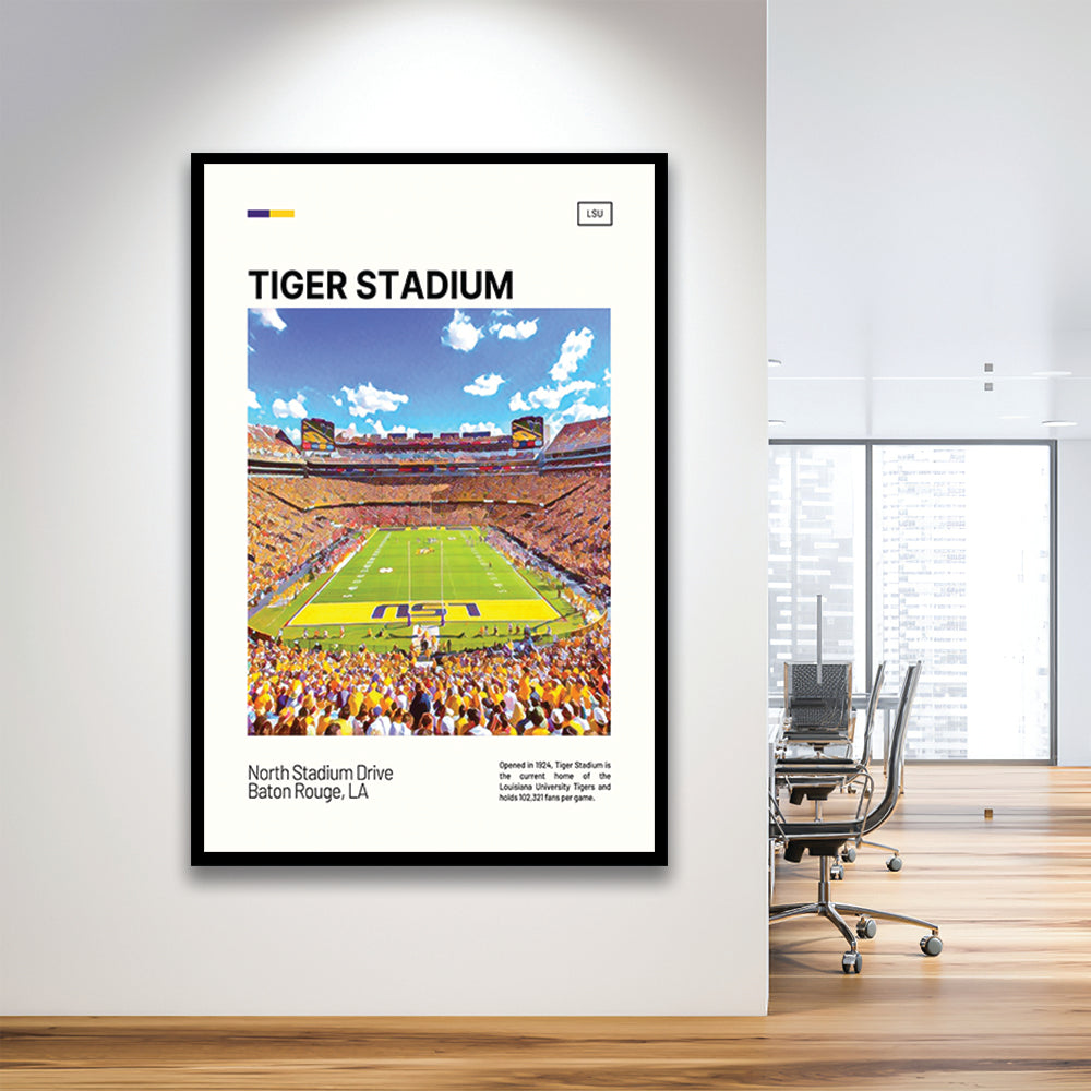 Tiger Stadium Print, LSU Tigers Football Stadium Art Art, Gifts for him, Sport Art, Framed Art Print Wall Decor