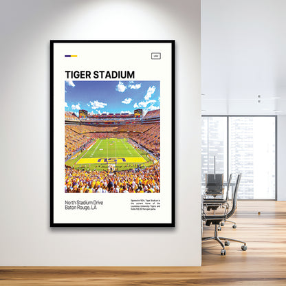 Tiger Stadium Print, LSU Tigers Football Stadium Art Art, Gifts for him, Sport Art, Framed Art Print Wall Decor
