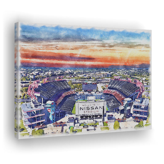 Titans Football Stadium, Nissan Painting Stadium Watercolor, Sport Art, Gifts for him, Canvas Print Wall Art