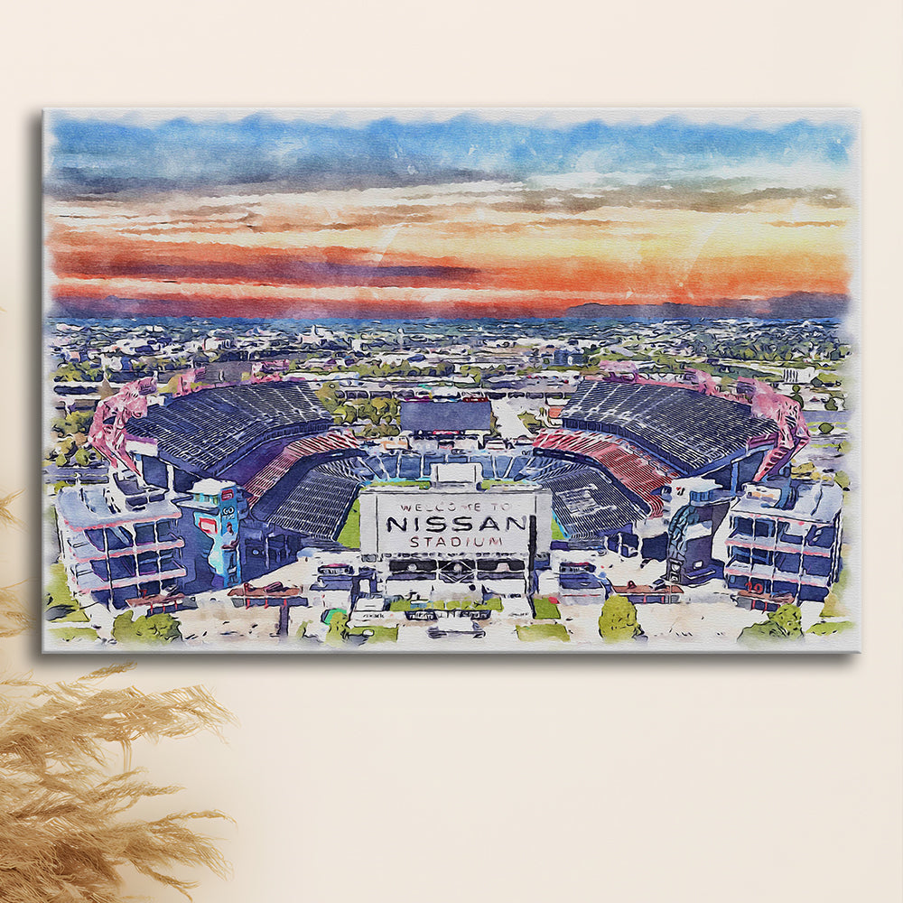 Titans Football Stadium, Nissan Painting Stadium Watercolor, Sport Art, Gifts for him, Canvas Print Wall Art