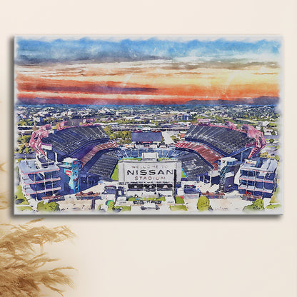 Titans Football Stadium, Nissan Painting Stadium Watercolor, Sport Art, Gifts for him, Canvas Print Wall Art