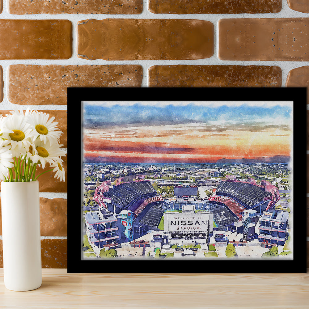 Titans Football Stadium, Nissan Painting Stadium Watercolor, Sport Gift Art, Framed Art Print Wall Decor