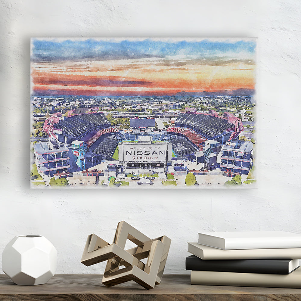 Titans Football Stadium, Nissan Painting Stadium Watercolor, Sport Art, Gifts for him, Canvas Print Wall Art