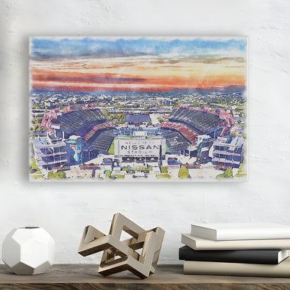 Titans Football Stadium, Nissan Painting Stadium Watercolor, Sport Art, Gifts for him, Canvas Print Wall Art