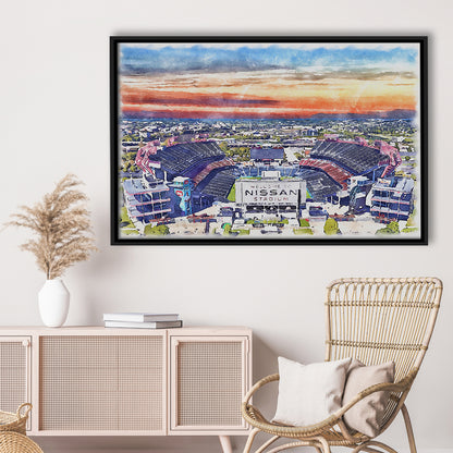 Titans Football Stadium, Nissan Painting Stadium Watercolor, Sport Gift Art, Framed Canvas Print Wall Art