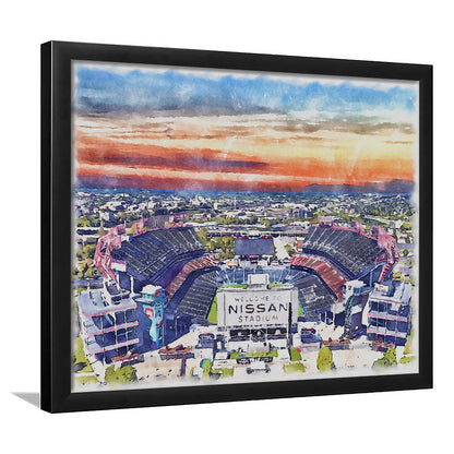 Titans Football Stadium, Nissan Painting Stadium Watercolor, Sport Gift Art, Framed Art Print Wall Decor