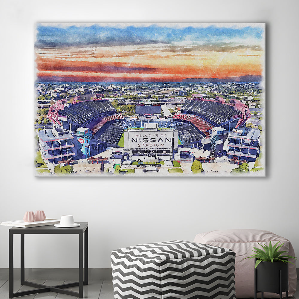 Titans Football Stadium, Nissan Painting Stadium Watercolor, Sport Art, Gifts for him, Canvas Print Wall Art