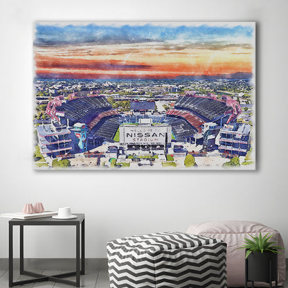 Titans Football Stadium, Nissan Painting Stadium Watercolor, Sport Art, Gifts for him, Canvas Print Wall Art