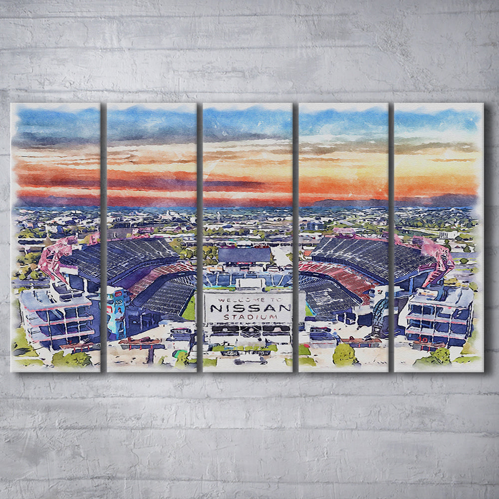 Titans Football Stadium, Nissan Painting Stadium Watercolor, Sport Art, Extra Large Canvas Print Wall Art