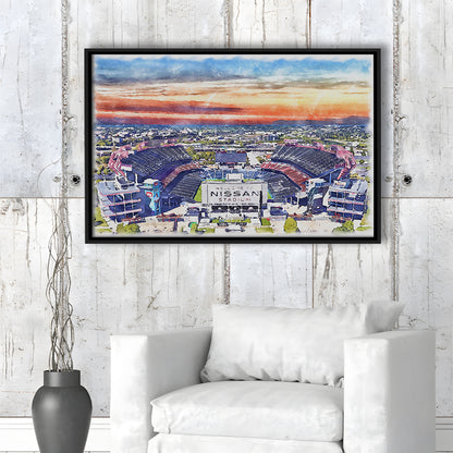 Titans Football Stadium, Nissan Painting Stadium Watercolor, Sport Gift Art, Framed Canvas Print Wall Art