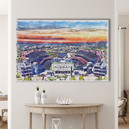 Titans Football Stadium, Nissan Painting Stadium Watercolor, Sport Art, Gifts for him, Canvas Print Wall Art