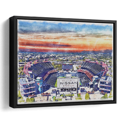 Titans Football Stadium, Nissan Painting Stadium Watercolor, Sport Gift Art, Framed Canvas Print Wall Art