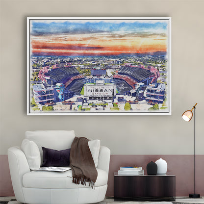Titans Football Stadium, Nissan Painting Stadium Watercolor, Sport Gift Art, Framed Canvas Print Wall Art