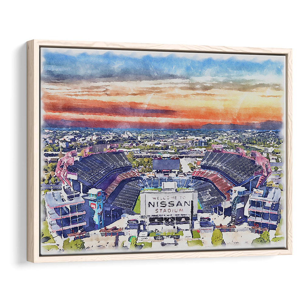 Titans Football Stadium, Nissan Painting Stadium Watercolor, Sport Gift Art, Framed Canvas Print Wall Art