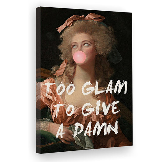 Too Glam Quote Print Feminine Altered Art Orange Wall Wall Art Pink Decor, Canvas Prints Wall Art