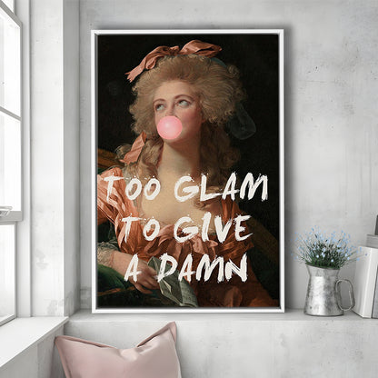 Too Glam Quote Print Feminine Altered Art Orange Wall Wall Art Pink Decor, Framed Canvas Prints Wall Art