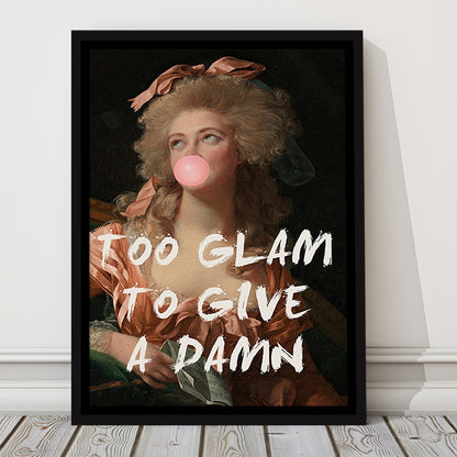 Too Glam Quote Print Feminine Altered Art Orange Wall Wall Art Pink Decor, Framed Canvas Prints Wall Art