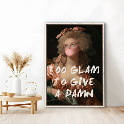 Too Glam Quote Print Feminine Altered Art Orange Wall Wall Art Pink Decor, Framed Canvas Prints Wall Art