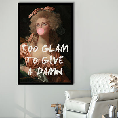 Too Glam Quote Print Feminine Altered Art Orange Wall Wall Art Pink Decor, Framed Art Prints Wall Decor