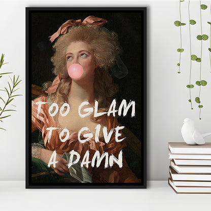 Too Glam Quote Print Feminine Altered Art Orange Wall Wall Art Pink Decor, Framed Canvas Prints Wall Art