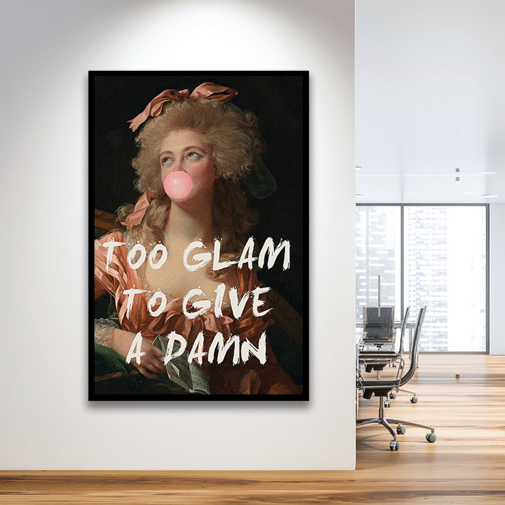 Too Glam Quote Print Feminine Altered Art Orange Wall Wall Art Pink Decor, Framed Art Prints Wall Decor