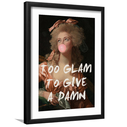 Too Glam Quote Print Feminine Altered Art Orange Wall Wall Art Pink Decor, Framed Art Prints White Border Wall Decor