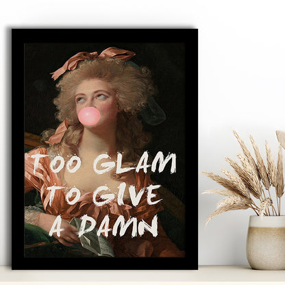 Too Glam Quote Print Feminine Altered Art Orange Wall Wall Art Pink Decor, Framed Art Prints Wall Decor