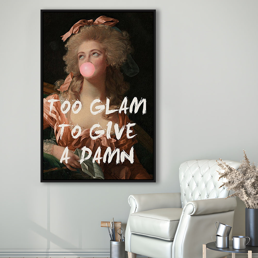 Too Glam Quote Print Feminine Altered Art Orange Wall Wall Art Pink Decor, Framed Canvas Prints Wall Art
