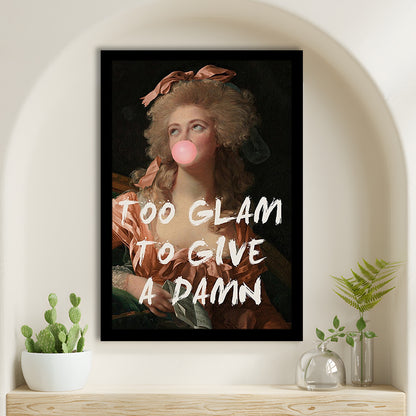 Too Glam Quote Print Feminine Altered Art Orange Wall Wall Art Pink Decor, Framed Art Prints Wall Decor