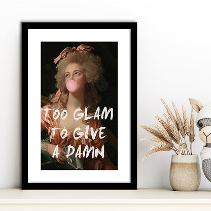Too Glam Quote Print Feminine Altered Art Orange Wall Wall Art Pink Decor, Framed Art Prints White Border Wall Decor