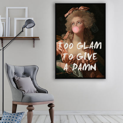 Too Glam Quote Print Feminine Altered Art Orange Wall Wall Art Pink Decor, Framed Canvas Prints Wall Art