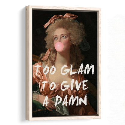 Too Glam Quote Print Feminine Altered Art Orange Wall Wall Art Pink Decor, Framed Canvas Prints Wall Art