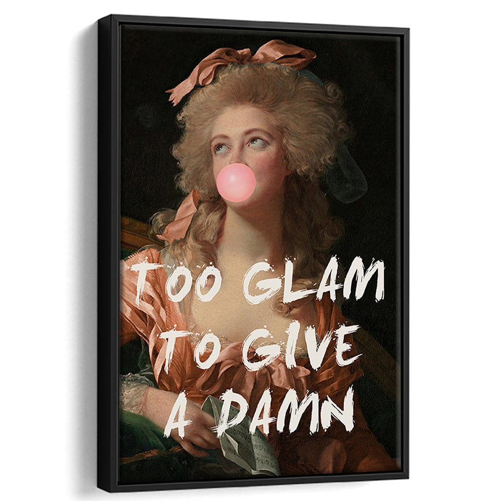 Too Glam Quote Print Feminine Altered Art Orange Wall Wall Art Pink Decor, Framed Canvas Prints Wall Art