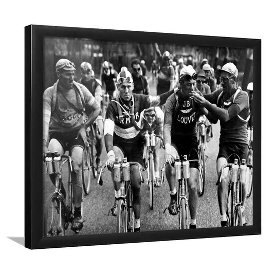 Tour de France Cycling, Black and White, Vintage Photography, man cave decor, Framed Art Print Wall Decor