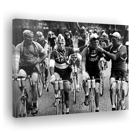 Tour de France Cycling, Black and White, Vintage Photography, man cave decor, Canvas Print Wall Art Decor