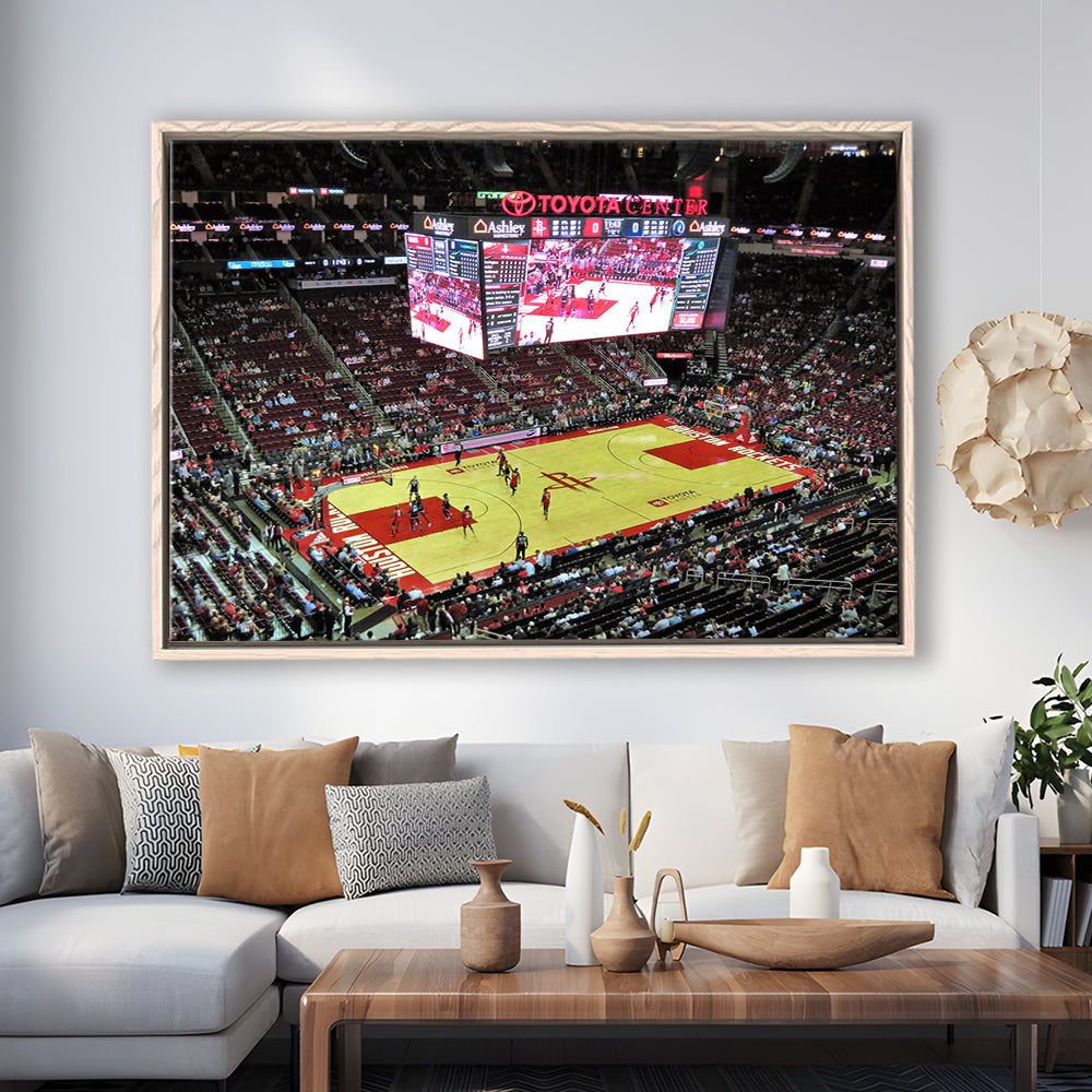 Toyota Center Arena, Stadium Canvas, Sport Art, Framed Canvas Print Wall Art, Floating Frame