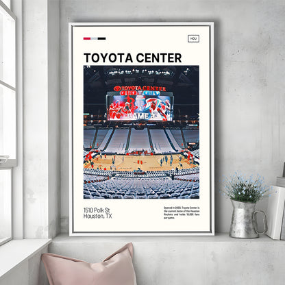 Toyota Center Print, Houston Rockets Stadium Canvas Art, Man Cave Gift, Floating Framed Canvas Print Wall Art