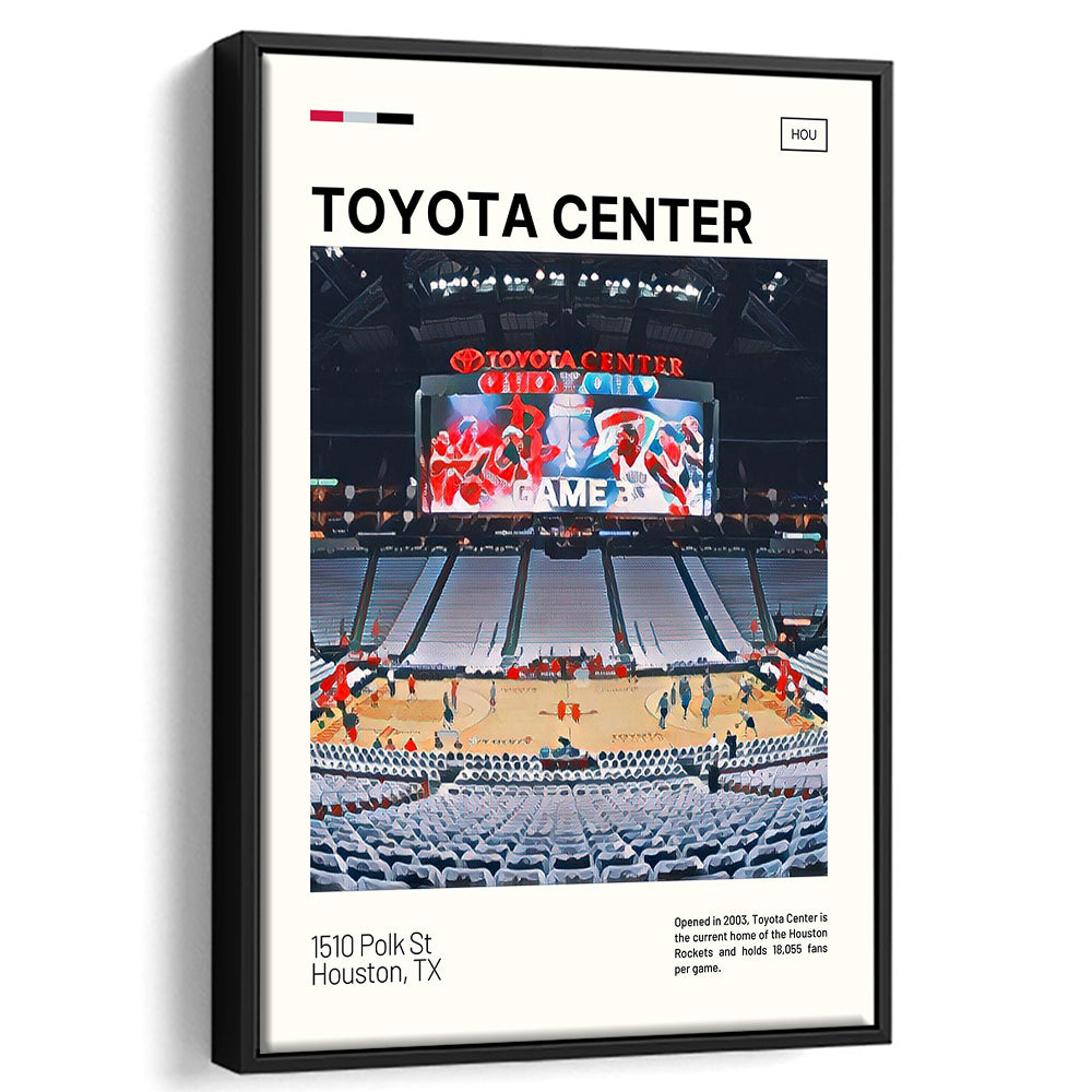 Toyota Center Print, Houston Rockets Stadium Canvas Art, Man Cave Gift, Floating Framed Canvas Print Wall Art