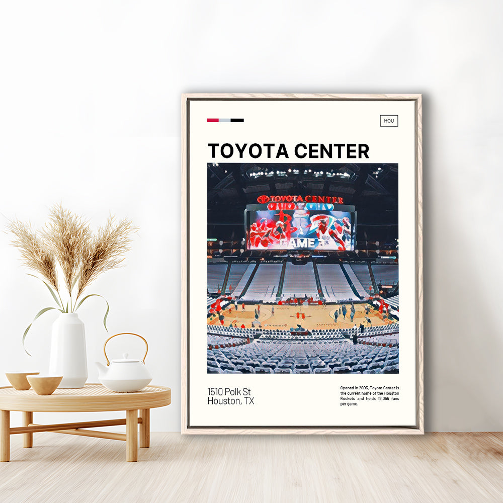 Toyota Center Print, Houston Rockets Stadium Canvas Art, Man Cave Gift, Floating Framed Canvas Print Wall Art