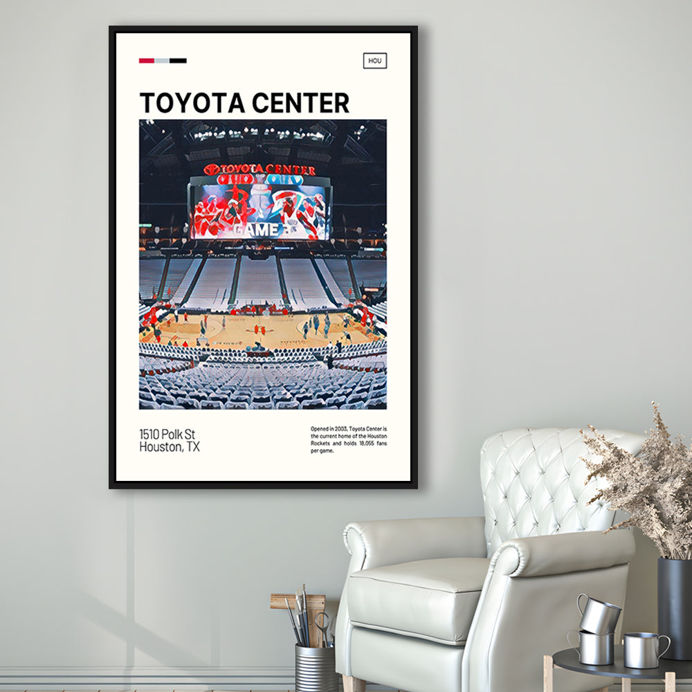 Toyota Center Print, Houston Rockets Stadium Canvas Art, Man Cave Gift, Floating Framed Canvas Print Wall Art