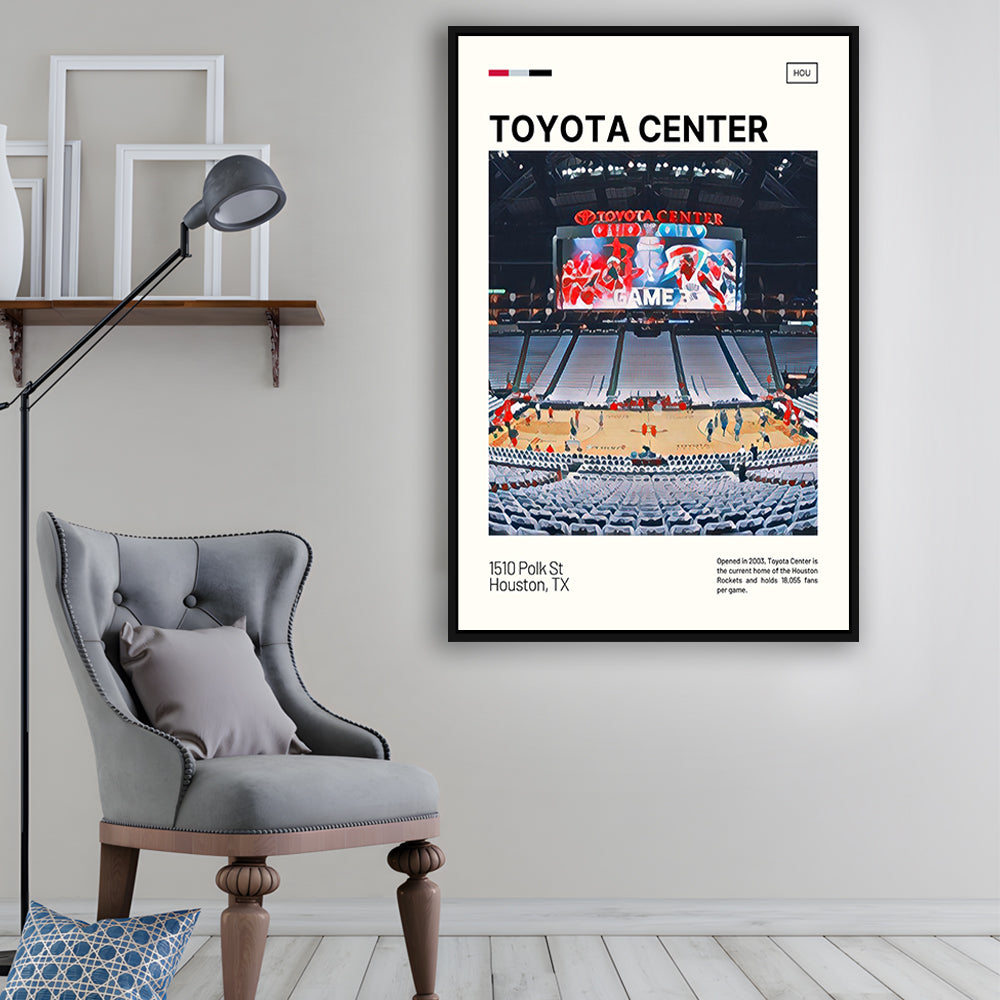 Toyota Center Print, Houston Rockets Stadium Canvas Art, Man Cave Gift, Floating Framed Canvas Print Wall Art