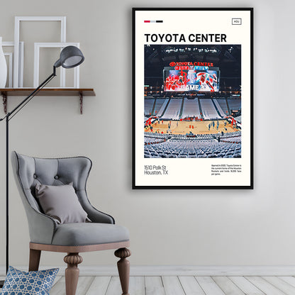 Toyota Center Print, Houston Rockets Stadium Canvas Art, Man Cave Gift, Floating Framed Canvas Print Wall Art