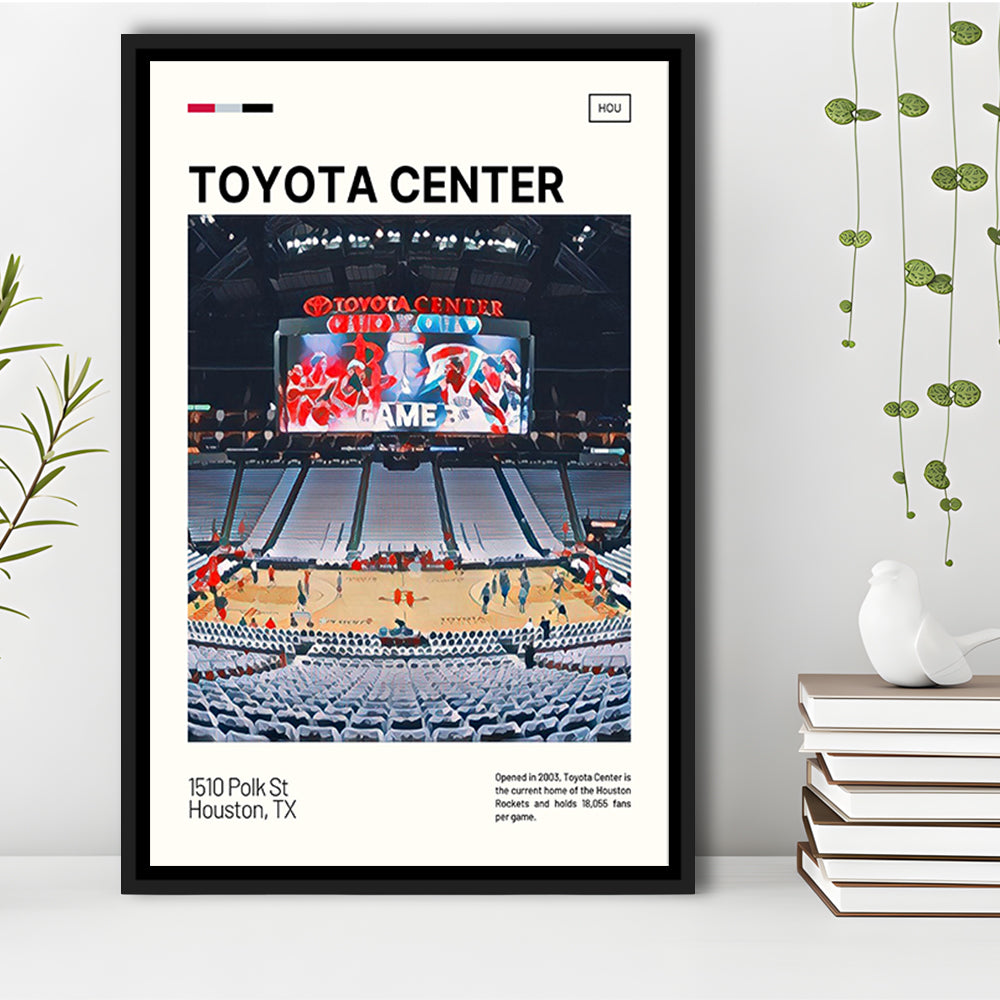 Toyota Center Print, Houston Rockets Stadium Canvas Art, Man Cave Gift, Floating Framed Canvas Print Wall Art