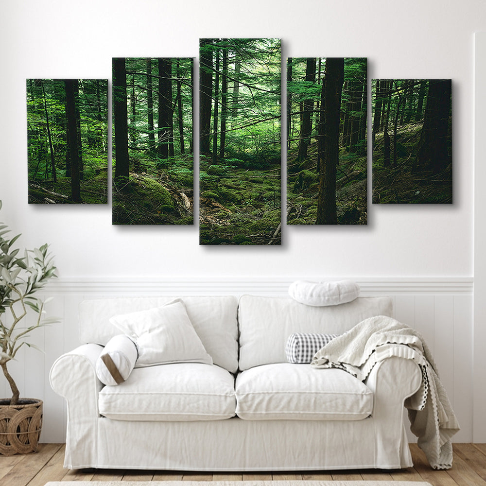 Tree canvas print Forest wall decor Large tree art, 5 Panel Mixed Canvas Print Wall Art, Large Canvas