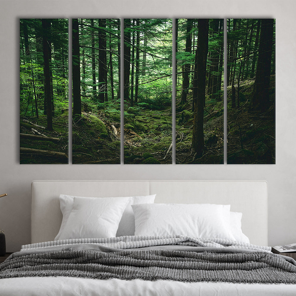 Tree canvas print Forest wall decor Large tree art, 5 Panel B Canvas Print Wall Art, Extra Large Canvas