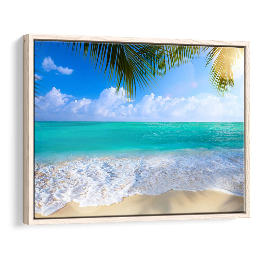 Tropical Island Beach, Large Canvas Print, Ocean Extra Large Art, Framed Cavas Print, Floating Frame